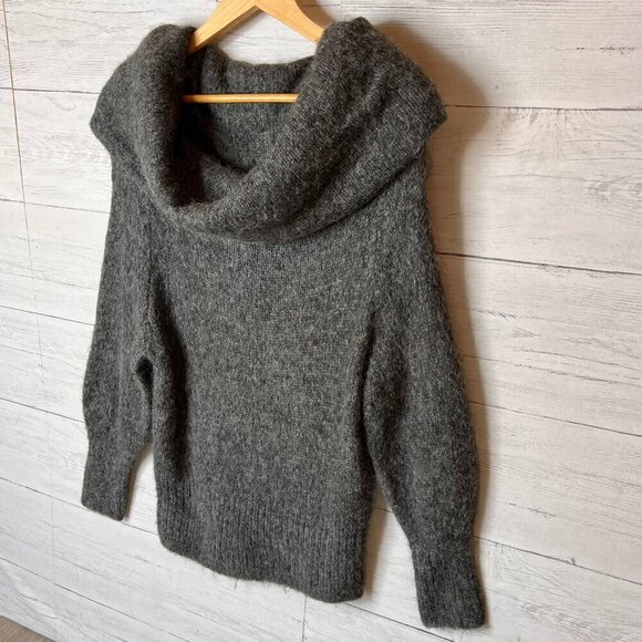 H&M Sweater Womens Size XS Gray Cowl Neck Alpaca Blend Long Sleeve Natural - Picture 4 of 14